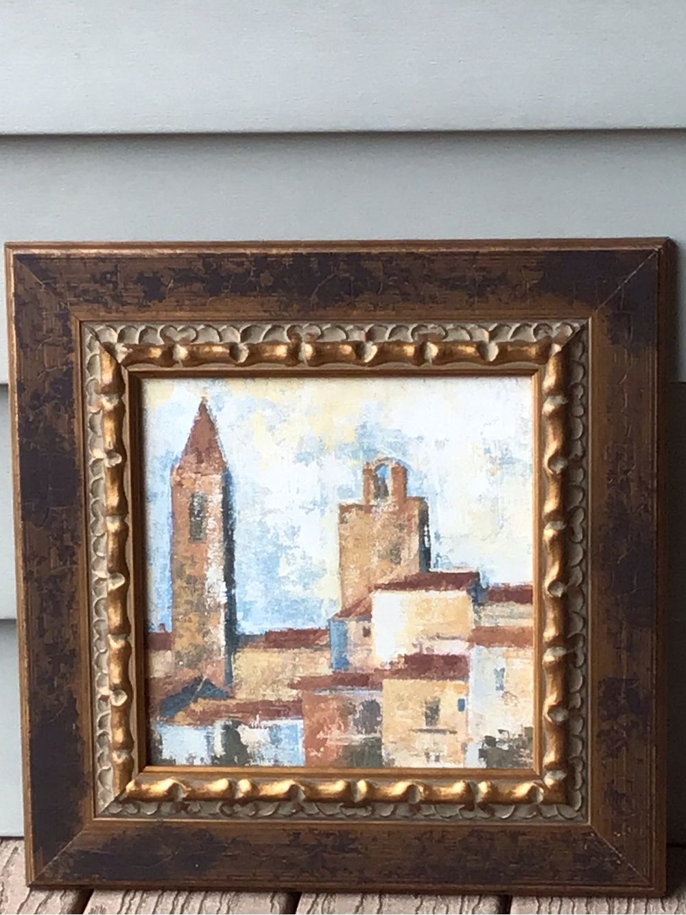 Vintage Framed Cityscape Painting Oil Painting Antique